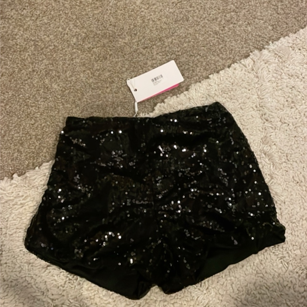 Beginning Boutique Black High Waist Sequin Shorts